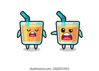 illustration of the argue between two cute orange juice characters , cute style design for t shirt, sticker, logo element