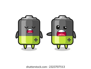 illustration of the argue between two cute battery characters , cute style design for t shirt, sticker, logo element