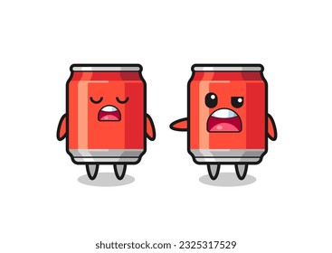 illustration of the argue between two cute drink can characters , cute style design for t shirt, sticker, logo element