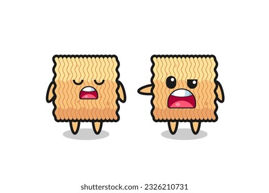 illustration of the argue between two cute raw instant noodle characters , cute style design for t shirt, sticker, logo element