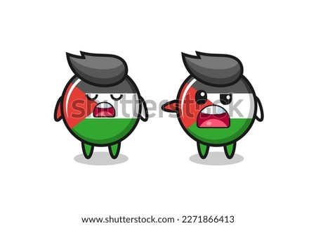 illustration of the argue between two cute palestine flag badge characters , cute style design for t shirt, sticker, logo element