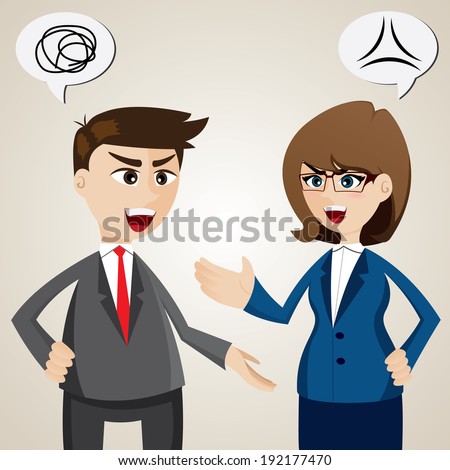 illustration of an argument between businessman and businesswoman