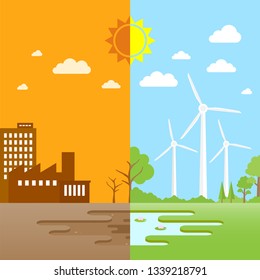Illustration of arid and fertile environmental differences