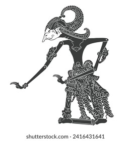 Illustration of Arjuna shadow puppet character