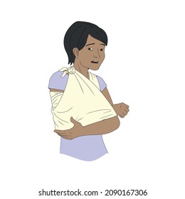 Illustration of an arm receiving first aid, injury compression arm. Ideal for medical supplies, educational and institutional
