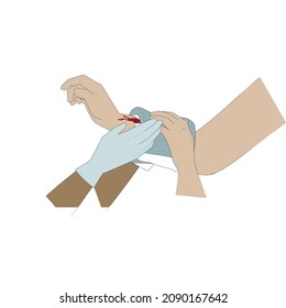 Illustration of an arm receiving first aid, injury compression arm. Ideal for medical supplies, educational and institutional
