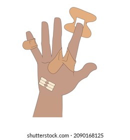 Ilustración de un brazo que recibe primeros auxilios, brazo de compresión de lesiones. Ideal para suministros médicos, educativos e institucionales