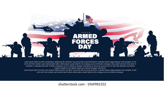 illustration of Armed Forces Day Celebration background with soldier silhouette background design