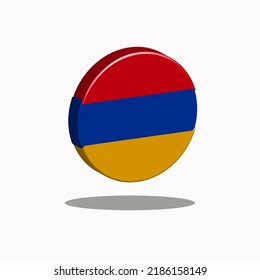 illustration of Armenia flag - round glossy button. Vector Illustration. flag of Armenia