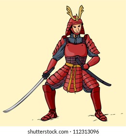 Illustration of an armored samurai