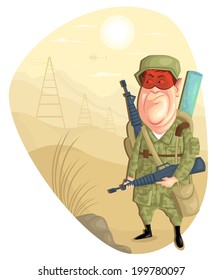 illustration of army man with gun in vector