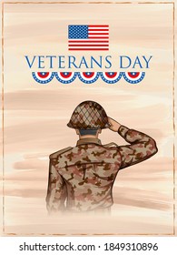 illustration of Army Memorial Happy Veterans Day USA honoring all who served for United States of America