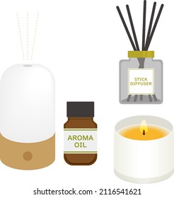 Illustration of aroma diffuser and aroma candle