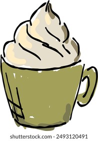Illustration of aromatic coffee.  Stylish hand drawn.