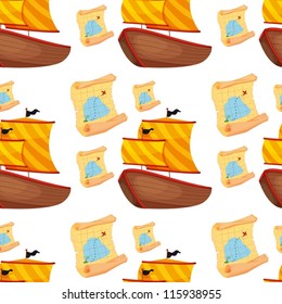 illustration of an array of ships and a map