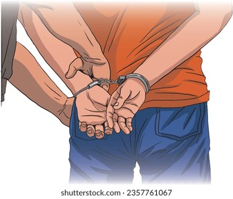 illustration of Arrested criminal with handcuffs on