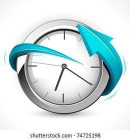 illustration of arrow around clock on abstract background