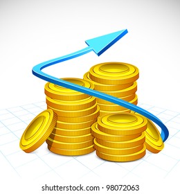 illustration of arrow around stack of gold coin