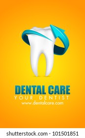 illustration of arrow around tooth on abstract background