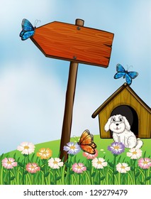 Illustration of an arrow board with butterflies