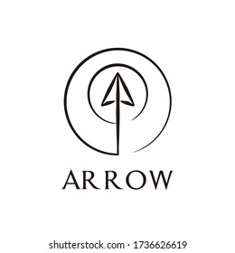 Illustration arrow brush sign in the circle logo design graphic