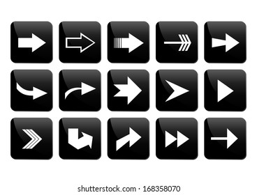 Illustration of arrow button set in white and black colors