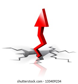 illustration of arrow coming out of cracked ground