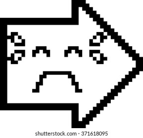 An illustration of an arrow crying in an 8-bit cartoon style.