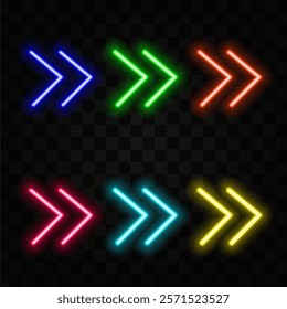 Illustration arrow direction effect, neon laser dot abstract art element, colorful ai border concepts, cyberspace creativity curve, electricity fluorescent graphic orientation highlight.