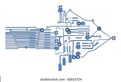 illustration with arrow formed by current lines