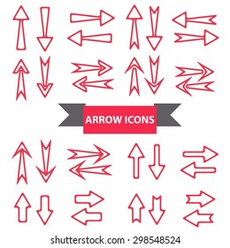 Illustration of arrow icons set, vector.