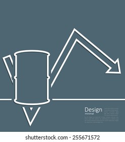 Illustration arrow indicating trend dynamic price oil, barrel roll, logo template corporate style - vector