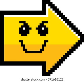 An illustration of an arrow looking evil in an 8-bit cartoon style.