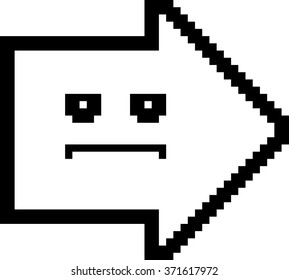 An illustration of an arrow looking serious in an 8-bit cartoon style.