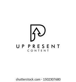 Illustration of the up arrow in the P sign that is made clean and modern logo design