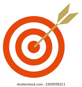 Illustration of an arrow piercing the center of a target. Representing a Japanese "hit.
