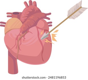 Illustration eines Pfeils, der das Herz durchbohrt