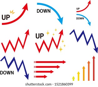 Illustration of an arrow pointing down and up.