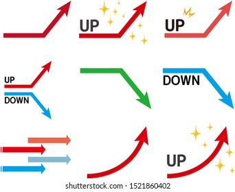Illustration of an arrow pointing down and up.