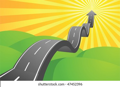 Illustration of Arrow Road go to the sky