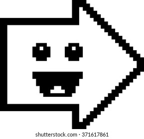 An illustration of an arrow smiling in an 8-bit cartoon style.