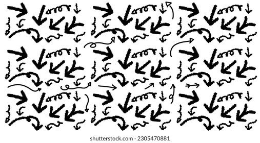 Illustration of arrow symbols for various scribble style functions in set form