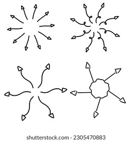 Illustration of arrow symbols for various scribble style functions in set form