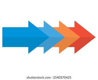 Ilustração de uma seta que muda de azul para vermelho, que pode ser usada para mudanças de temperatura, etc.