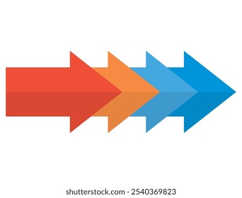 Ilustração de uma seta que muda de vermelho para azul, que pode ser usada para mudanças de temperatura, etc.