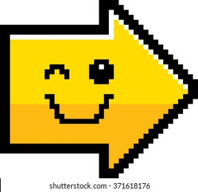 An illustration of an arrow winking in an 8-bit cartoon style.