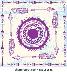 Illustration von Pfeilen und Ziel im Boho-Stil 