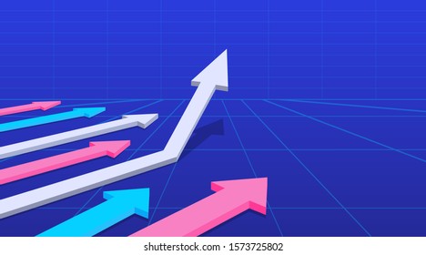 Illustration of arrows going upward. Vector illustration.