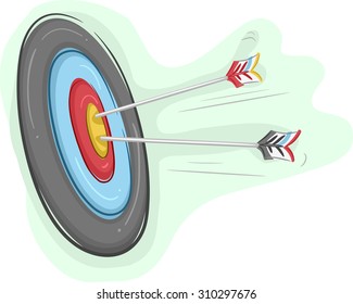 Illustration of Arrows Piercing an Archery Board