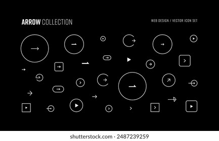 Illustration of arrows that can be used as parts of website design. Stylish arrow icon set.